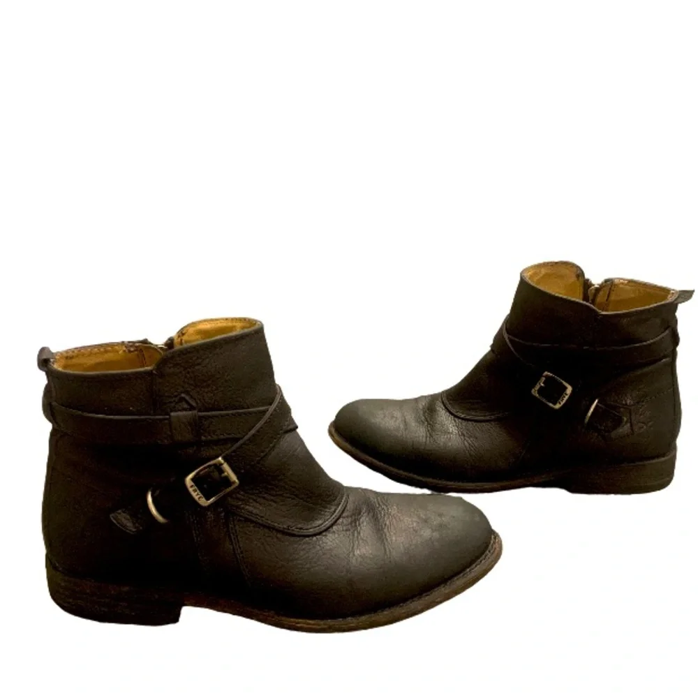 FRYE Jayden Cross Strap Black Leather Boots - Picture 3 of 10